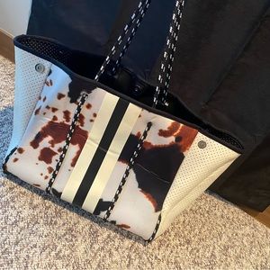 Cow print neoprene tote